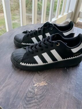 adidas Kids Black and White Superstar Sneakers